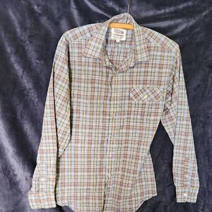 Vintage Filenes Men's Multicolor Plaid Button Down Shirt